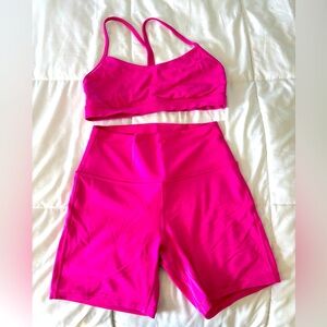Lululemon - Vibrant Pink Sports Bra and Shorts Set